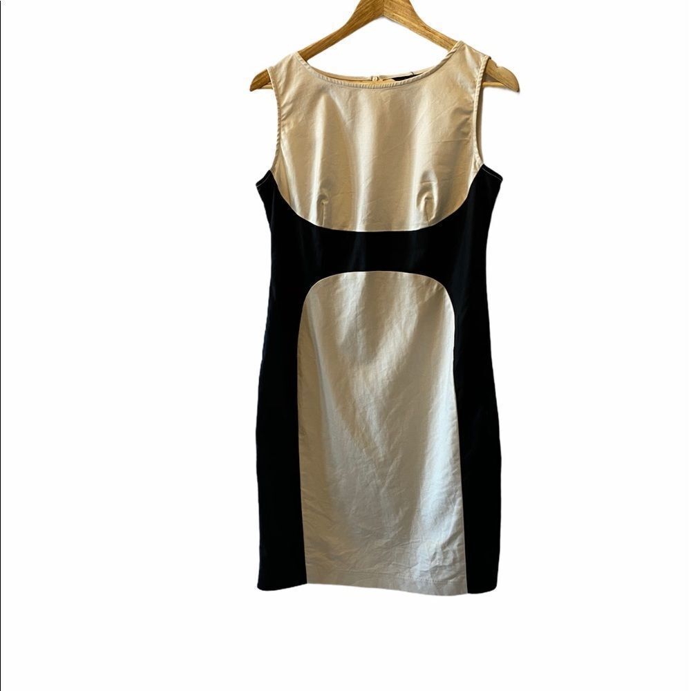 Cream&Black Colour Blocked Cotton Stretch Dress 12